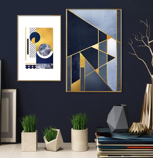 GEOMETRIC ABSTRACT WALL ART – 2 PANEL SET