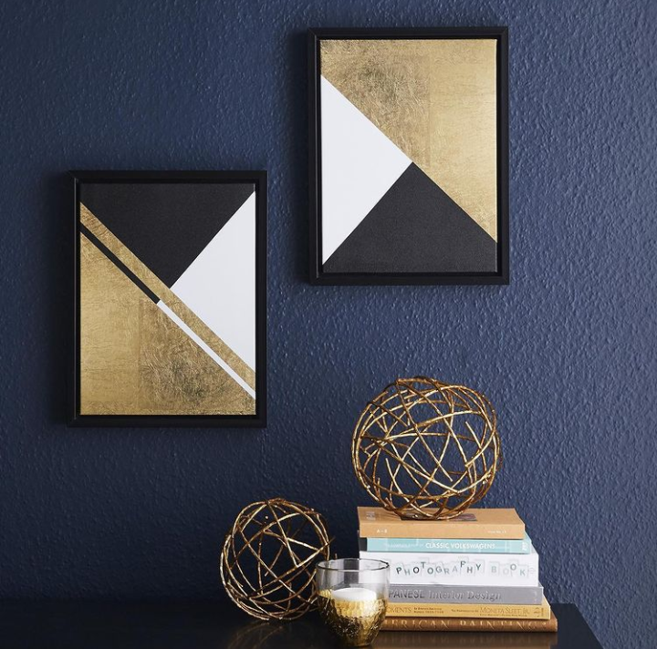 MODERN GOLD ABSTRACT WALL ART – 2 PANEL SET