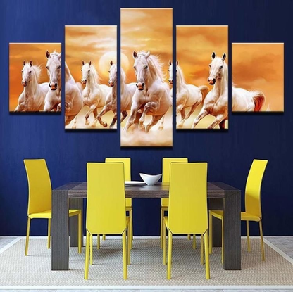 WHITE HORSES – 5 PANEL SET – WALL ART