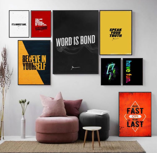 WORD IS BOND QUOTES – 8 PANEL SET – QUOTES WALL ART