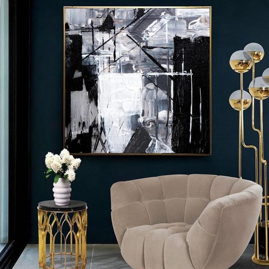 BLACK WHITE ABSTRACT WALL ART – SINGLE WALL ART