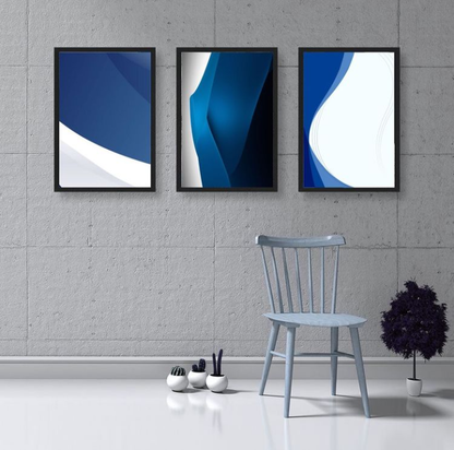 MODERN ABSTRACT NAVY BLUE ART – 3 PANEL SET – ABSTRACT WALL ART
