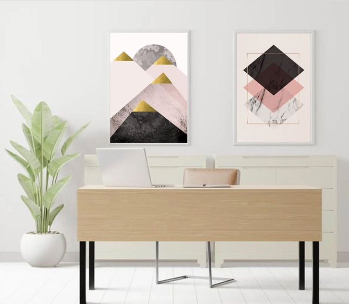 GEOMETRIC MINIMALISM AND RECTANGLE WALL ART – 2 PANEL SET
