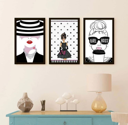 GIRL BOSS – 3 PANEL SET – FASHION WALL ART