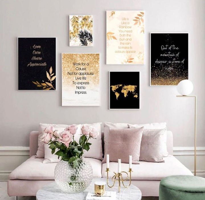 LOVE CARE SHARE APPRECIATE – 6 PANEL SET – QUOTES WALL ART