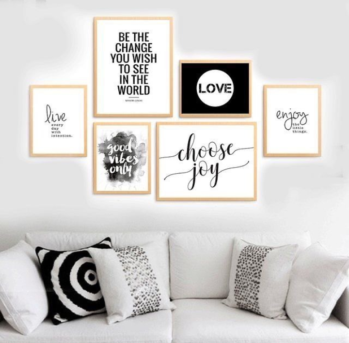 CHOOSE JOY LOVE GOOD VIBS – 6 PANEL SET – QUOTES WALL ART