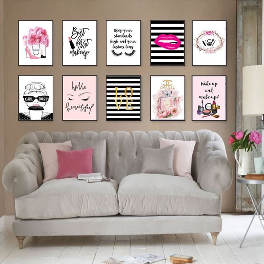 HELLO BEAUTIFUL LOVE CHANEL – 10 PANEL SET – FASHION WALL ART