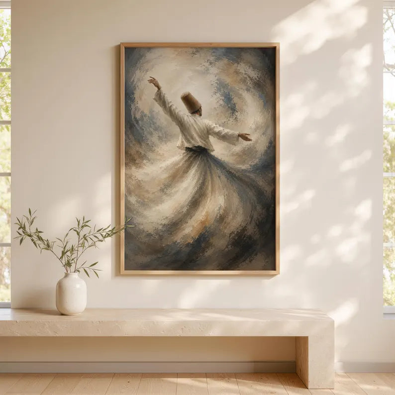 Ethereal White Sufi Dervish Canvas Art