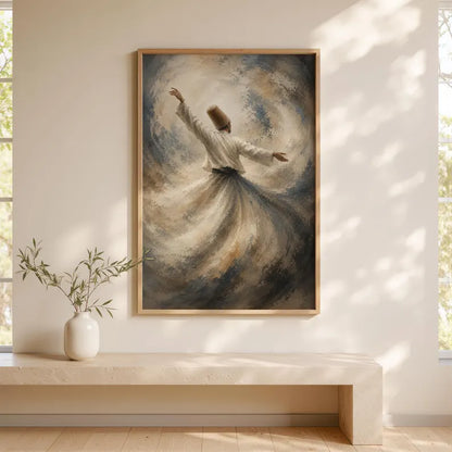 Ethereal White Sufi Dervish Canvas Art