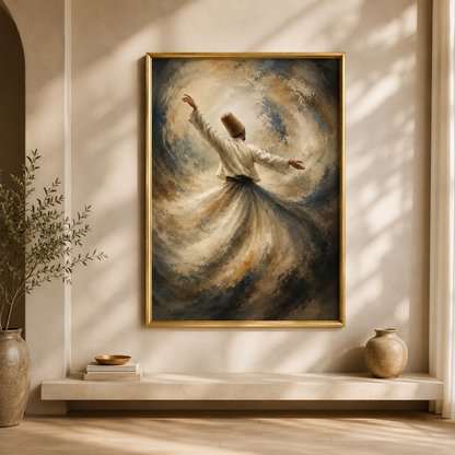 Ethereal White Sufi Dervish Canvas Art