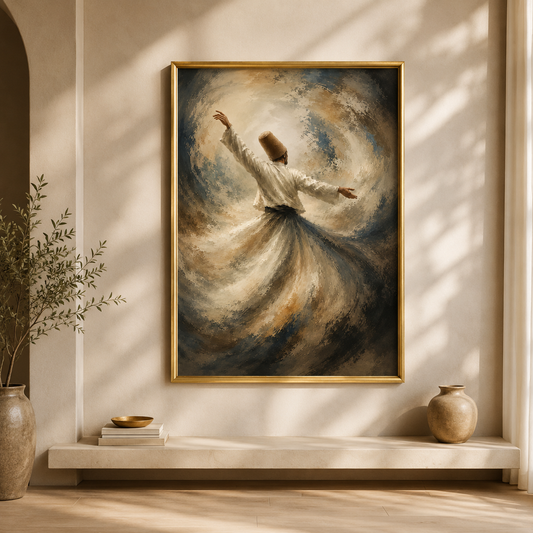 Ethereal White Sufi Dervish Canvas Art