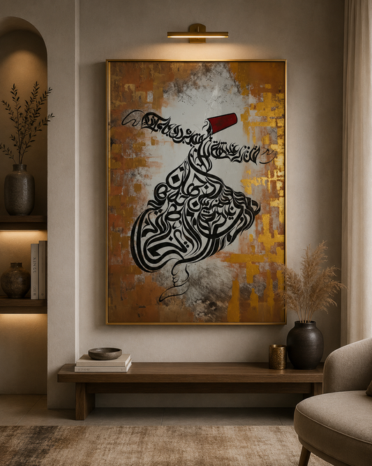 Arabic Calligraphy Whirling Dervish Gold Canvas