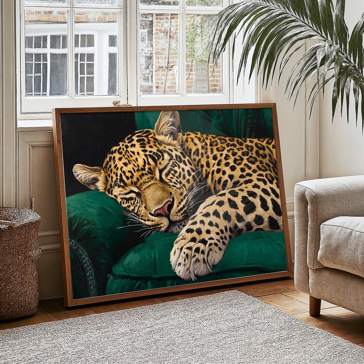 Sleeping Leapord on sofa Single Wall art
