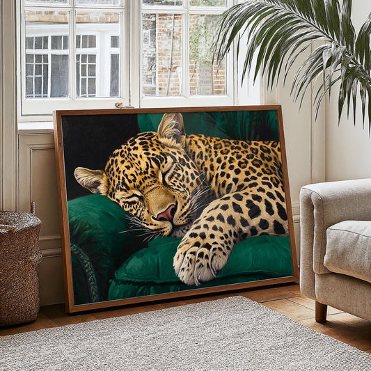 Sleeping Leapord on sofa Single Wall art