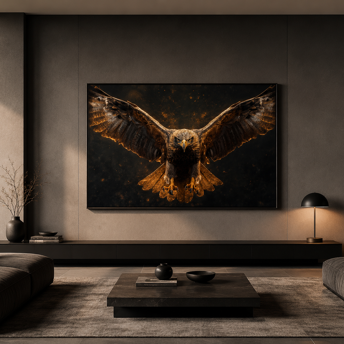 Golden Shaheen in Flight Canvas Wall Art Frame