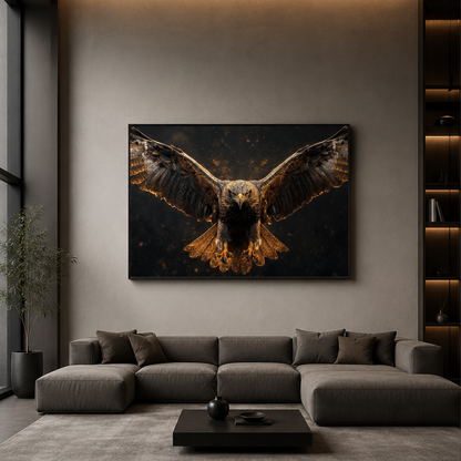 Golden Shaheen in Flight Canvas Wall Art Frame