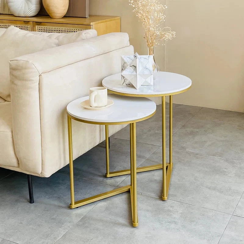 Modern Luxury Style Golden & White Nesting Tables