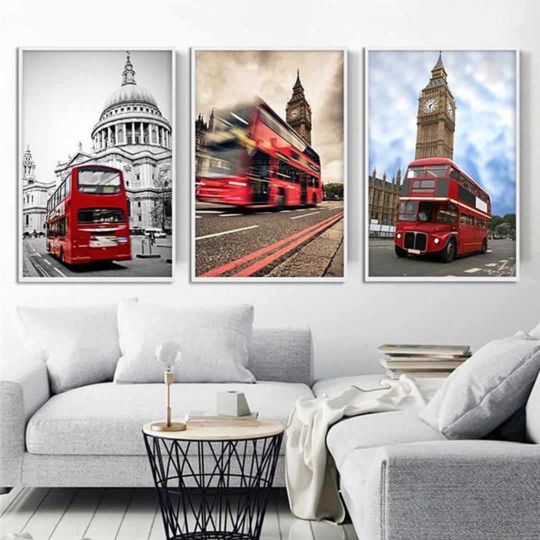 LONDON BUS ART – 3 PANEL SET – NATURE TRAVEL ART