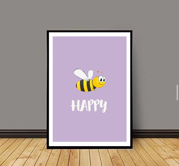 BEE HAPPY QUOTE – QUOTES WALL ART