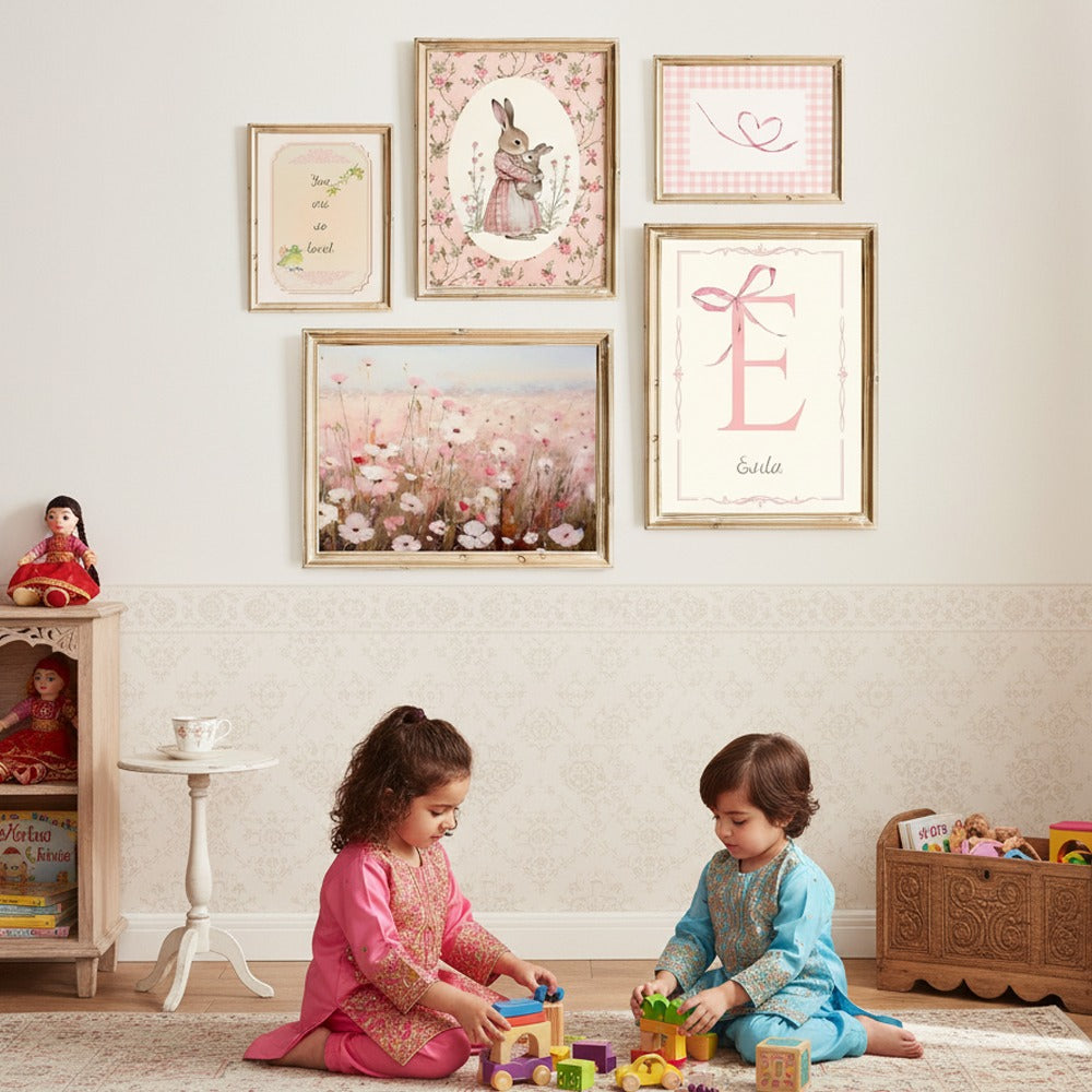 Vintage Kids Wall art l Set of 5 frames