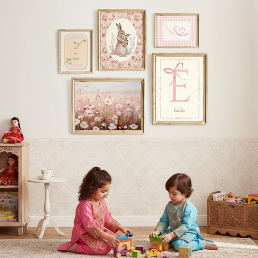 Vintage Kids Wall art l Set of 5 frames