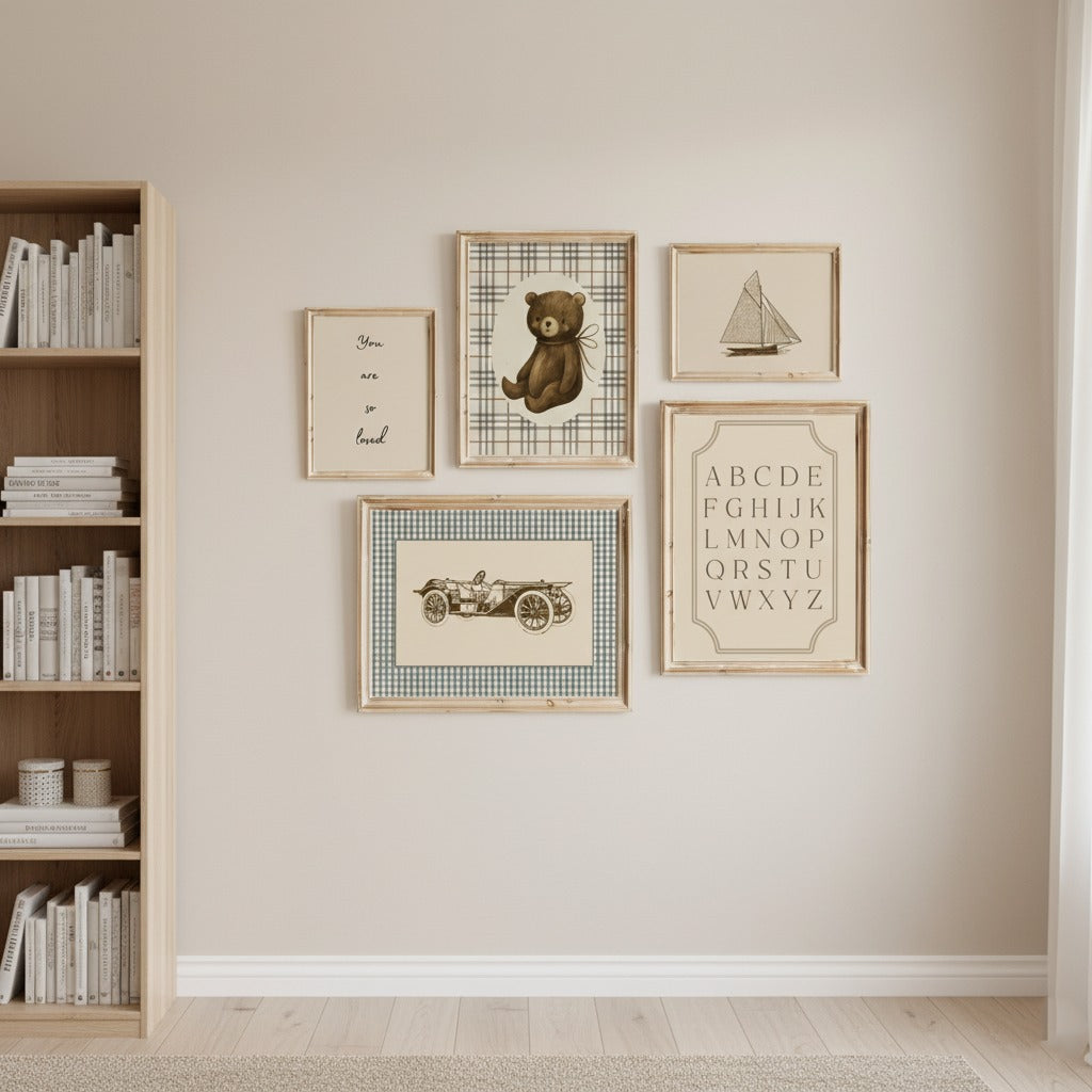 Vintage Kids Wall art l Set of 5 frames