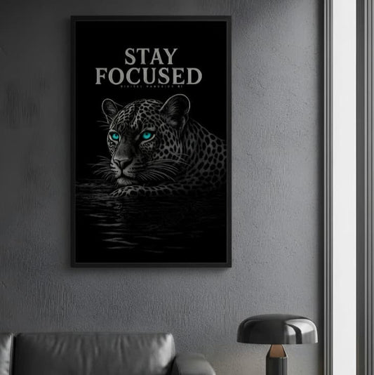 Stay Focused – Motivational Leopard Wall Art Frame