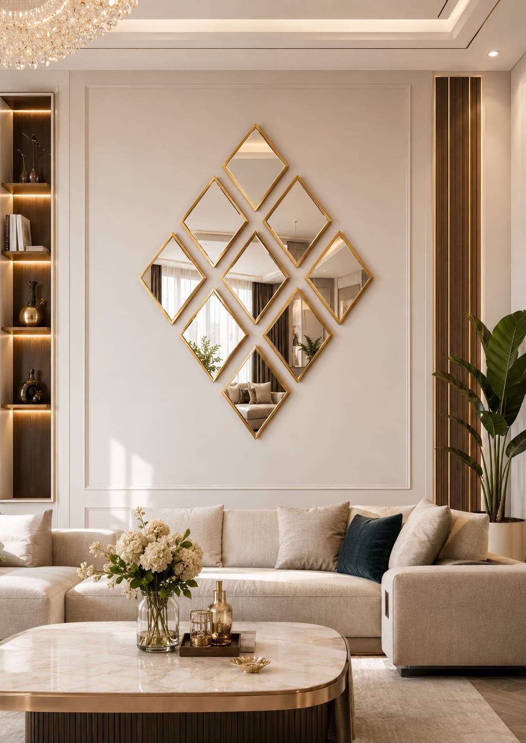 Diamond Gold Mirror Wall Art