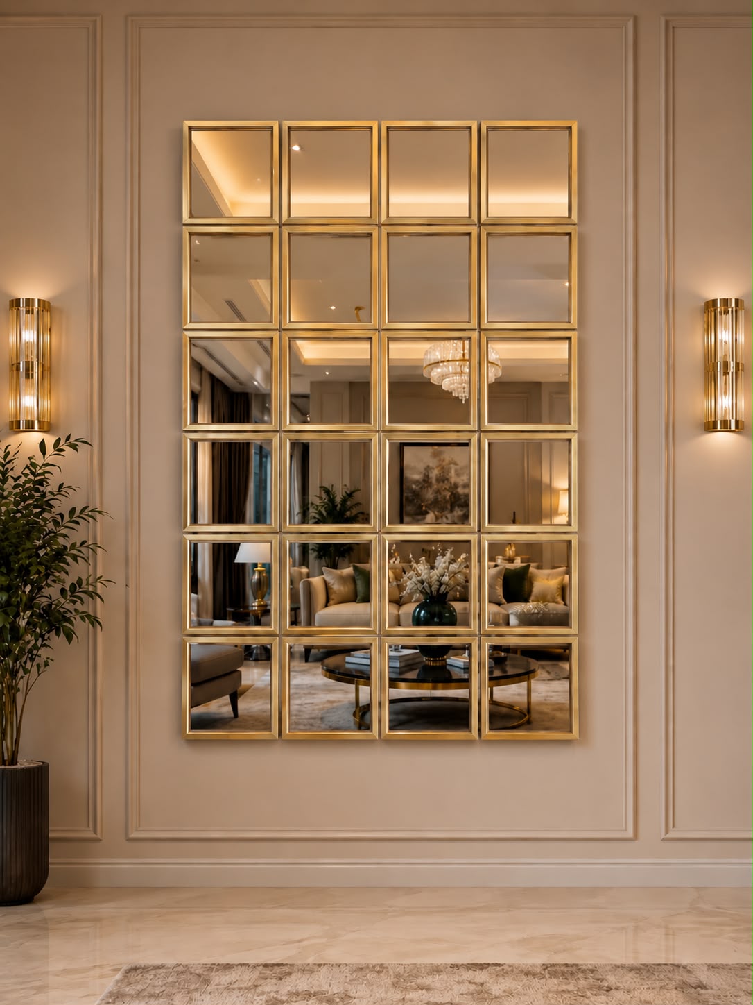 Grid Mirror Wall Hanging