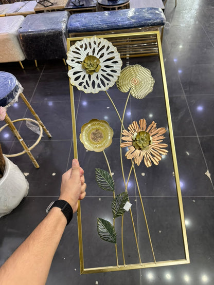 Golden Bloom 3D Floral Metal Wall Art