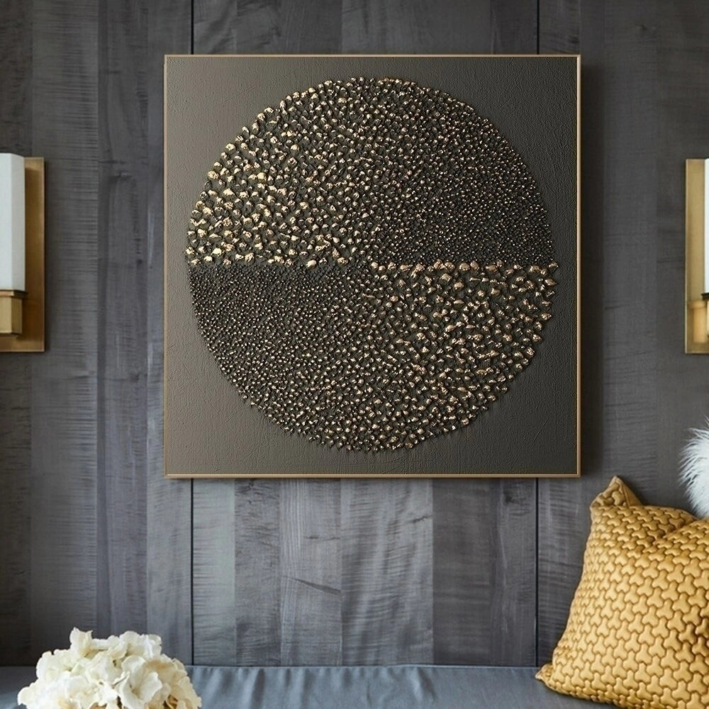 Gold and Black Abstract Painting