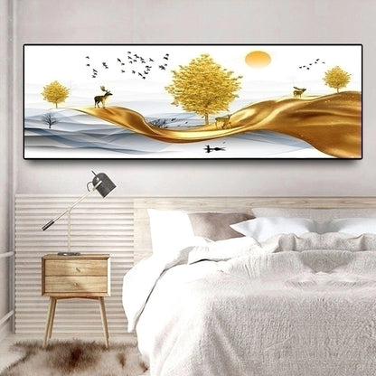 Golden Modern Abstract Art Painting