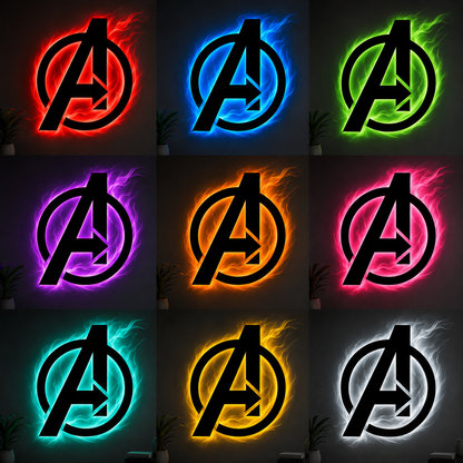 Modern Avengers Inspired Wooden LED Wall Lamp