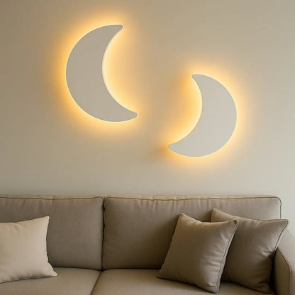 Modern Moon Shape Wooden Wall Lamp