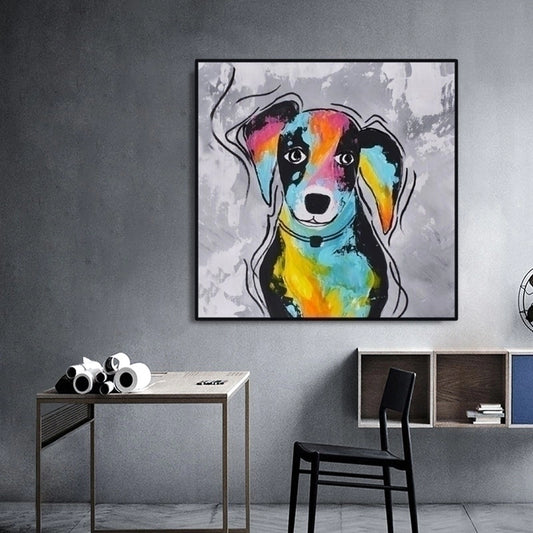 Decorative Frame Dog Colorful Lines