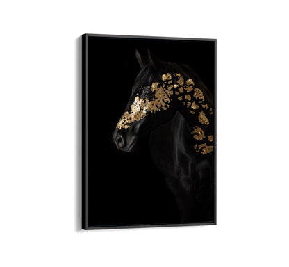 Horse Painting with Golden Leaves on the Face