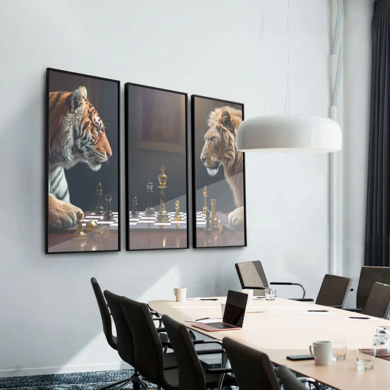 Game of Beast Lion vs Tiger Chess Wall Art