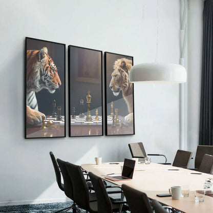 Game of Beast Lion vs Tiger Chess Wall Art