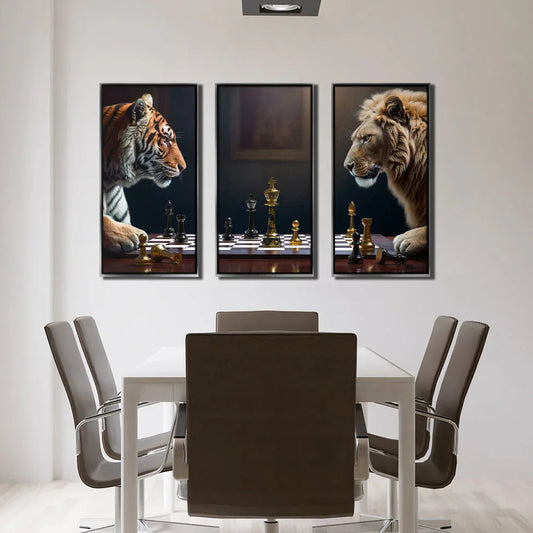 Game of Beast Lion vs Tiger Chess Wall Art