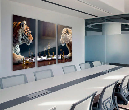 Game of Beast Lion vs Tiger Chess Wall Art