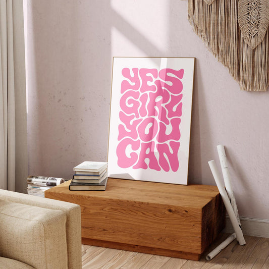 Yes Girl You Can Print: Retro Pink Typography