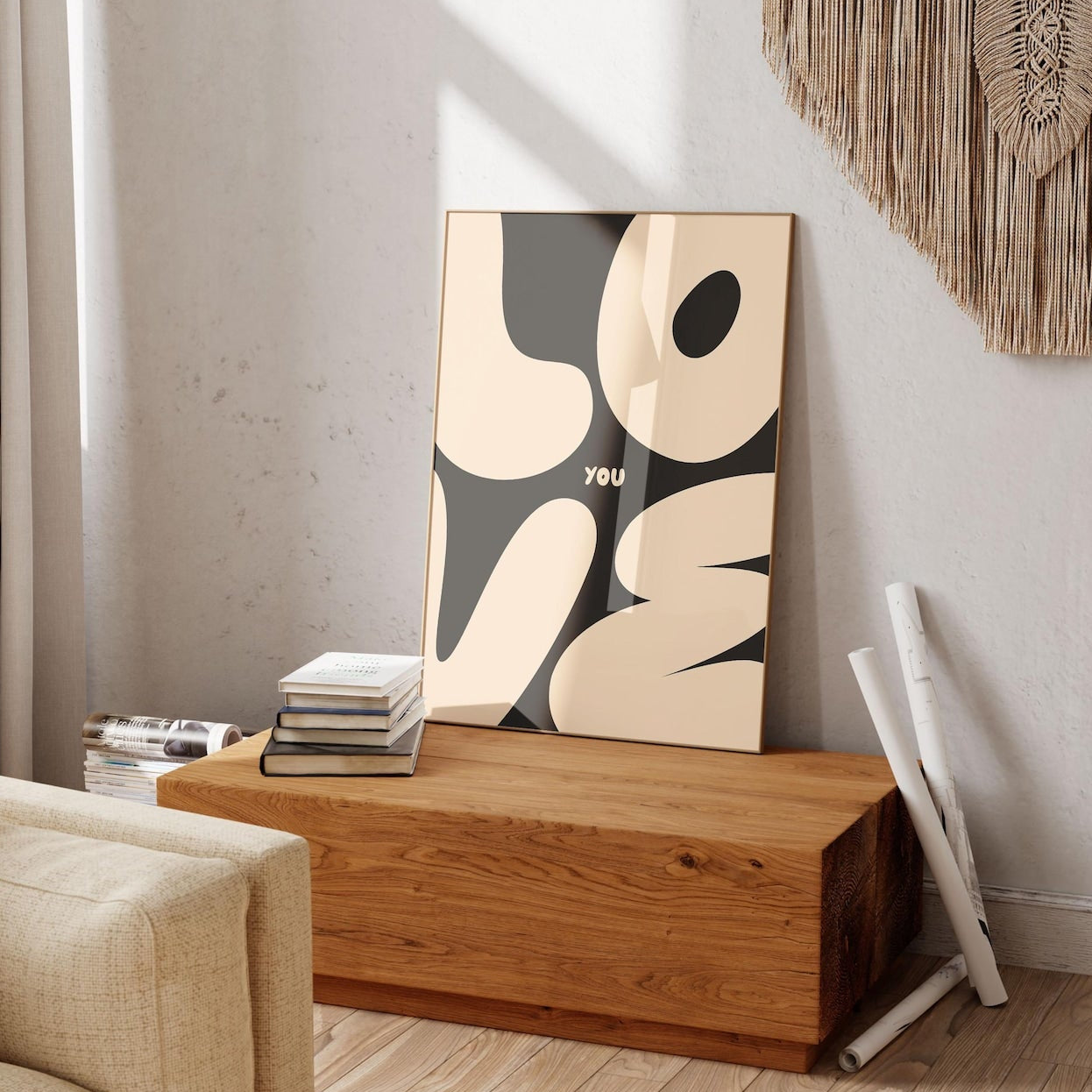 Love You Typography Print: Modern Minimalist Wall Art