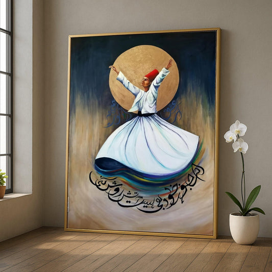 Whirling Dervish Canvas Art, Sufi Dance Wall Decor