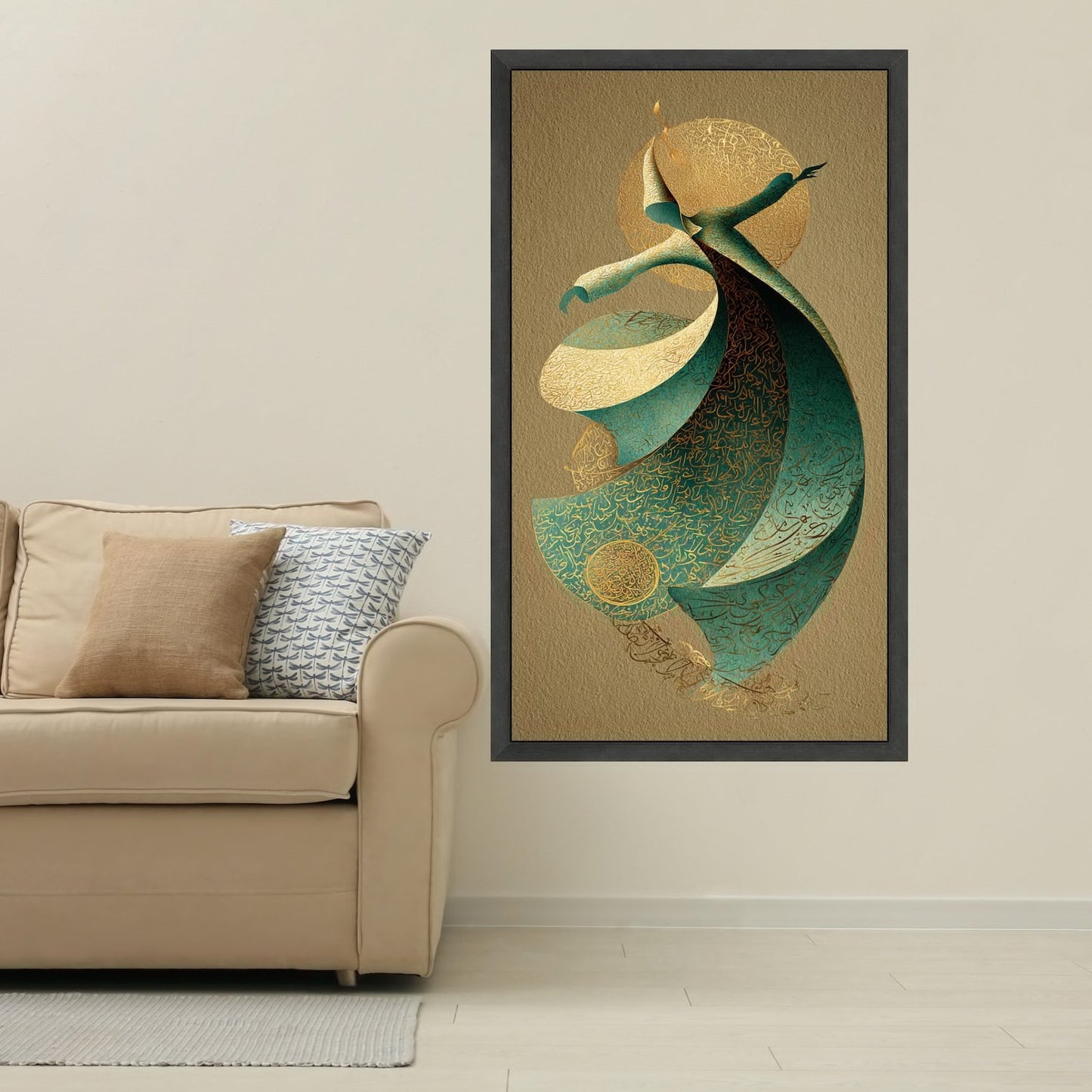 Whirling Sufi Dervish Canvas Wall Art, Mystical Dance Painting