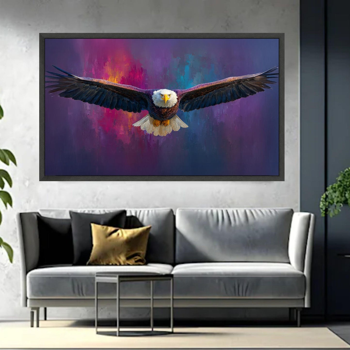 Majestic Bald Eagle in Flight Canvas Wall Art Frame
