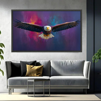 Majestic Bald Eagle in Flight Canvas Wall Art Frame