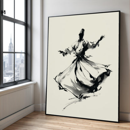 Black White Abstract Mystical Movement Painting