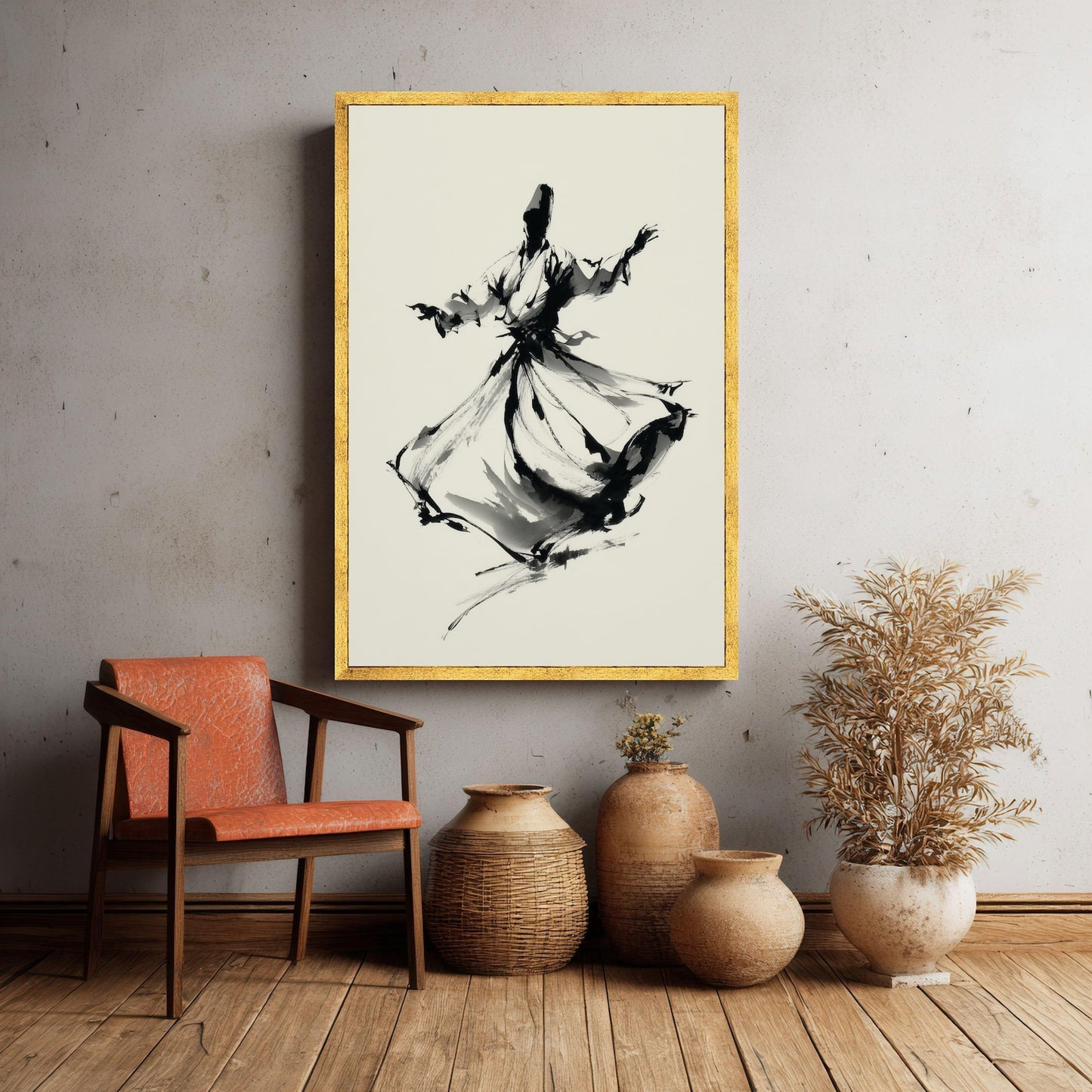 Black White Abstract Mystical Movement Painting