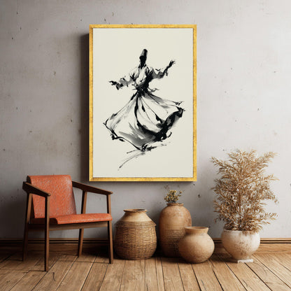 Black White Abstract Mystical Movement Painting