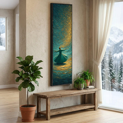 Long Narrow, Whirling Dervish Dance Canvas, Wall Art, Tall and Thin Canvas, Spiritual Movement Wall Art